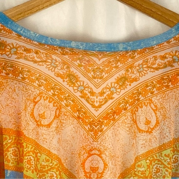 Free People Women's Paisley Boho Long Sleeve Mesh Cropped Open Back Top Size XS - Picture 4 of 16